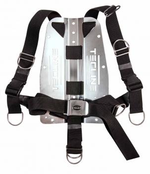 Tecline QR harness with 3mm stainless steel backplate with logo - movable D-rings